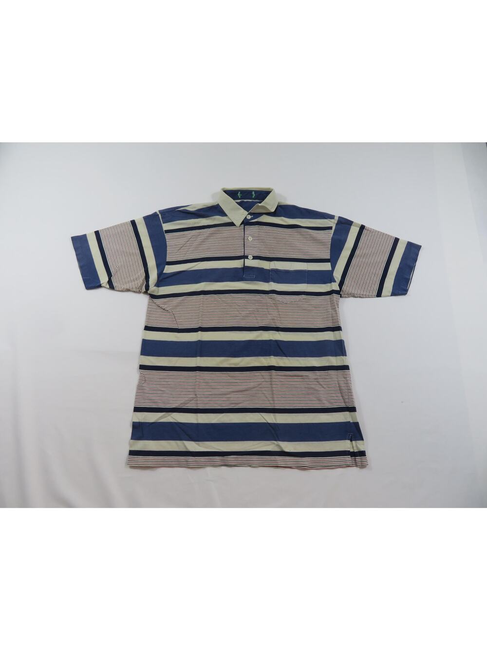 Striped Polo Pocket Shirt, Golf Skate Surf, White Blue Red Sz M 1980s